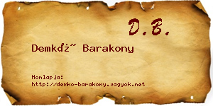 Demkó Barakony névjegykártya